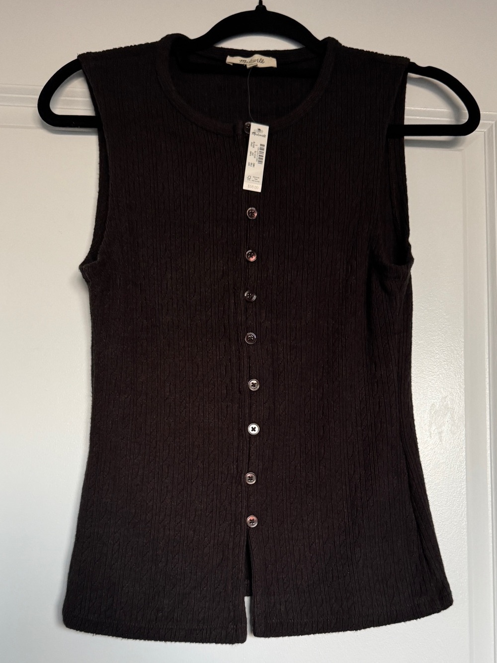 MADEWELL Women’s Pointelle Cutaway Vest Heather Molasses Size Small NY278 *NOTE* - Picture 5 of 10